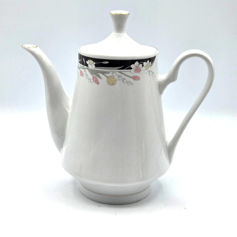 Crown Ming Fine Bone China COFFEE POT Teapot W/LID JIAN SHIANG MICHELLE Pattern